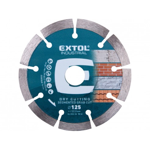 Дијамантски диск за сечење, сегментен, Grab Cut, 125x22,2mm, суво сечење, EXTOL INDUSTRIAL